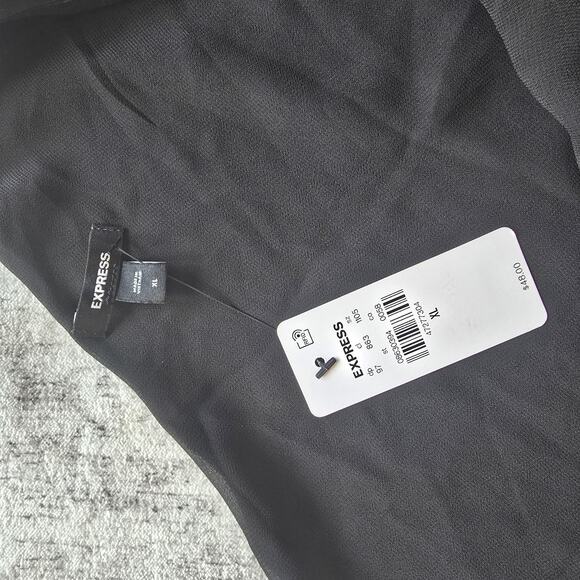 Express Shirt Womens XL Satin Black One Shoulder Asymmetrical Sleeveless Top NEW - Picture 4 of 10